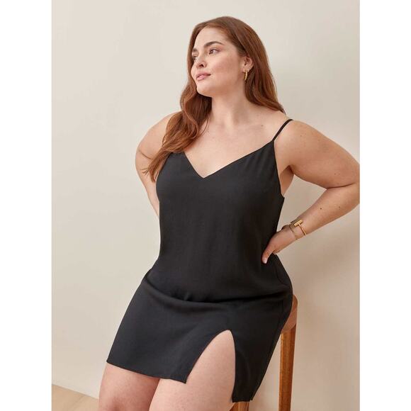 Reformation Black Marlowe Mini Slip Dress Size 1X - Picture 2 of 10